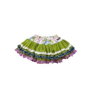Matilda Jane Skirt Kids Green Floral Mixed Print Tiered Ruffle Tutu SIZE 2